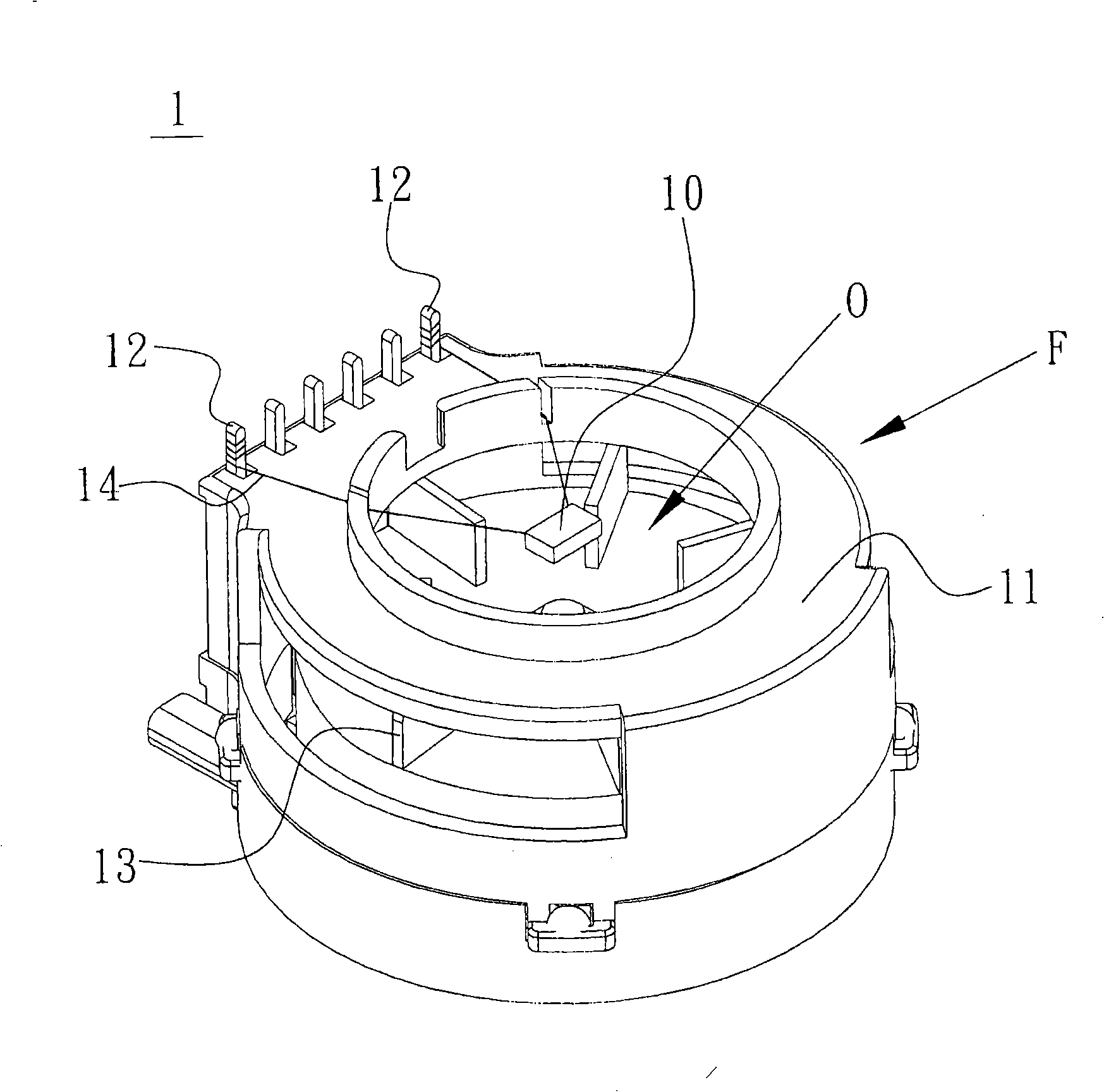 Fan with sensing element bearing structure and fan frame thereof