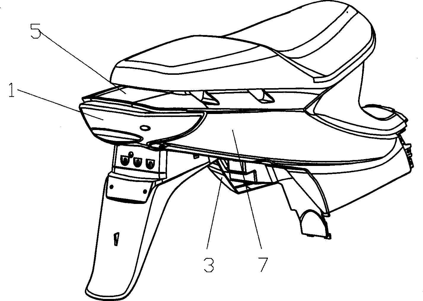 Bending beam type motorcycle frame and the fixing mounting structure of its fittings