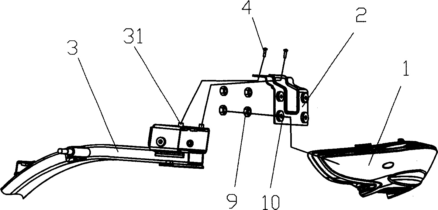 Bending beam type motorcycle frame and the fixing mounting structure of its fittings