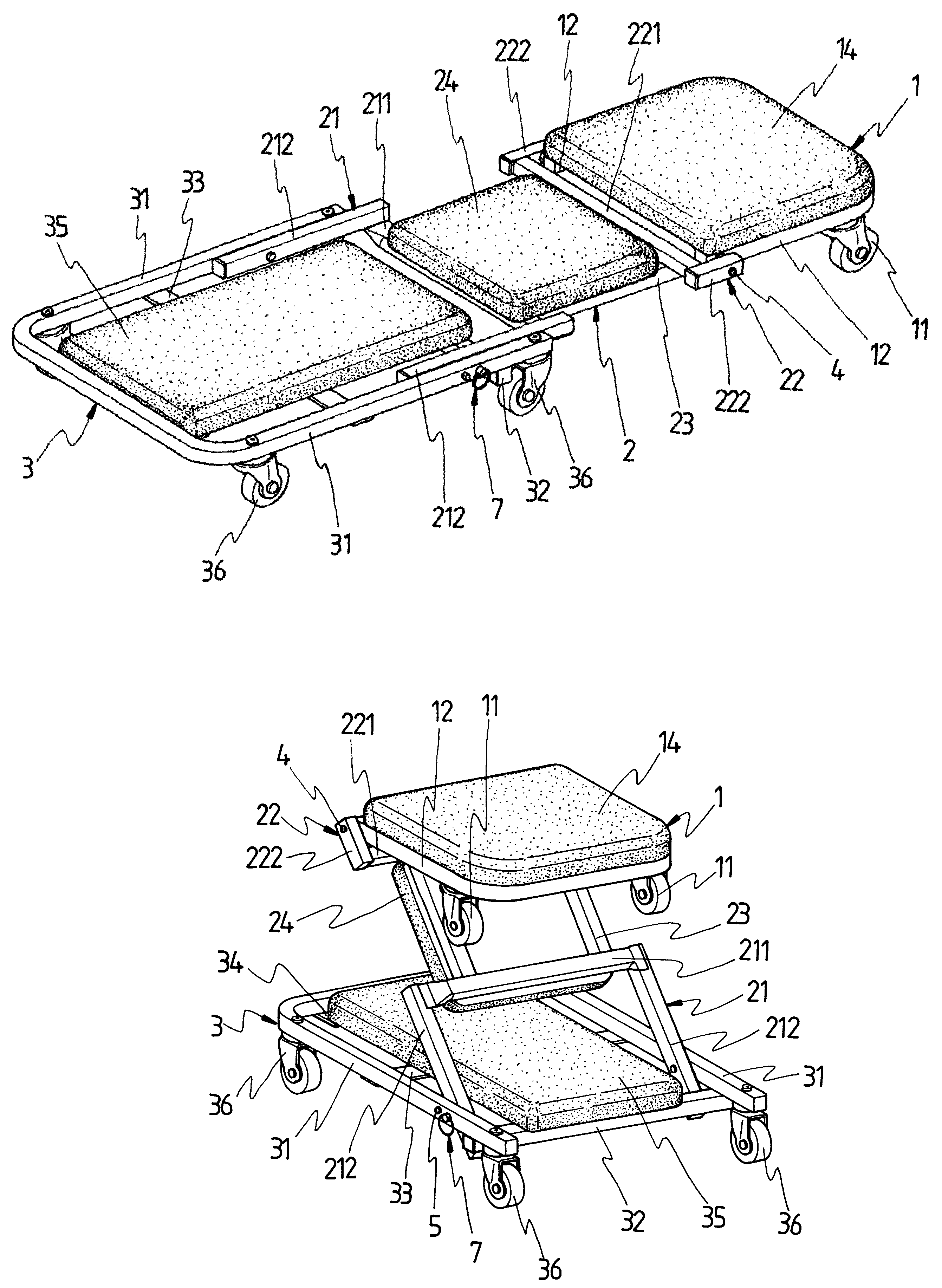 Two-way caster bench