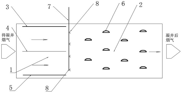 Crescent transverse strip pipeline type ultrafine particle coagulator