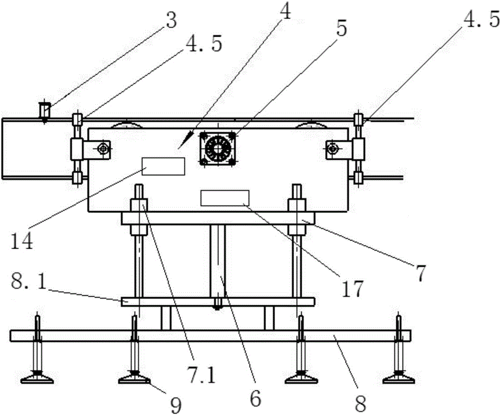 Truss trolley type automatic feeding device and method for plate stamping