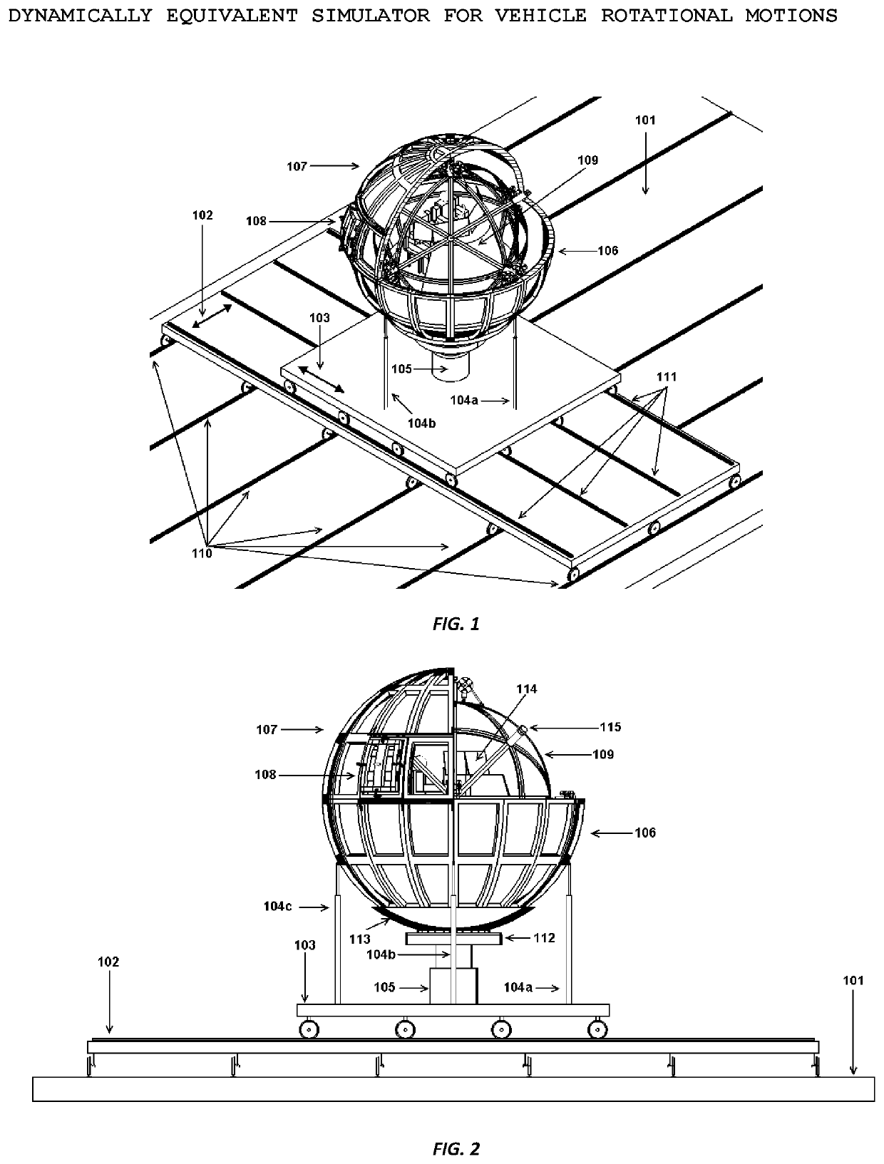 Dynamically equivalent simulator for vehicle rotational motions