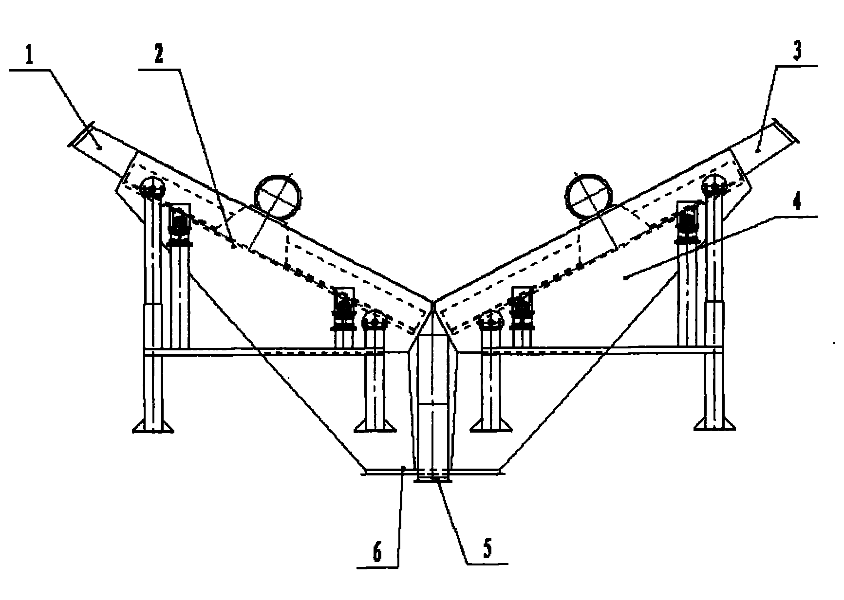 V-shaped self-flow vibration screen