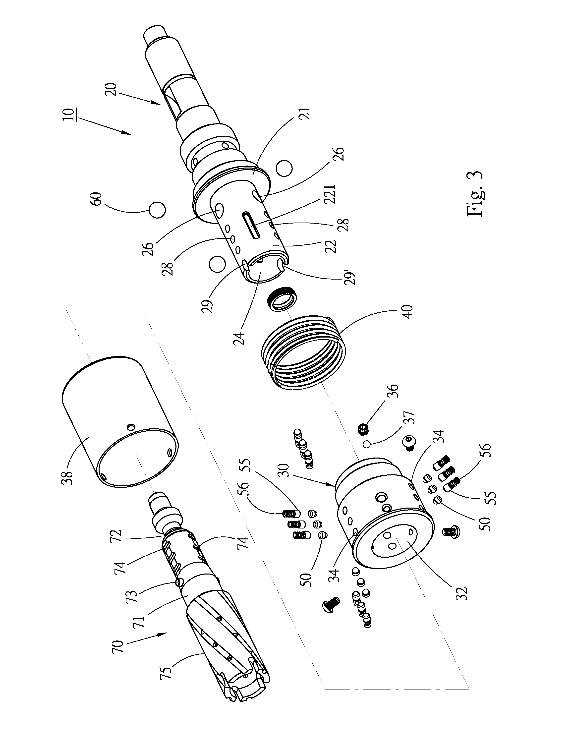 Fast knockdown cutting tool assembly