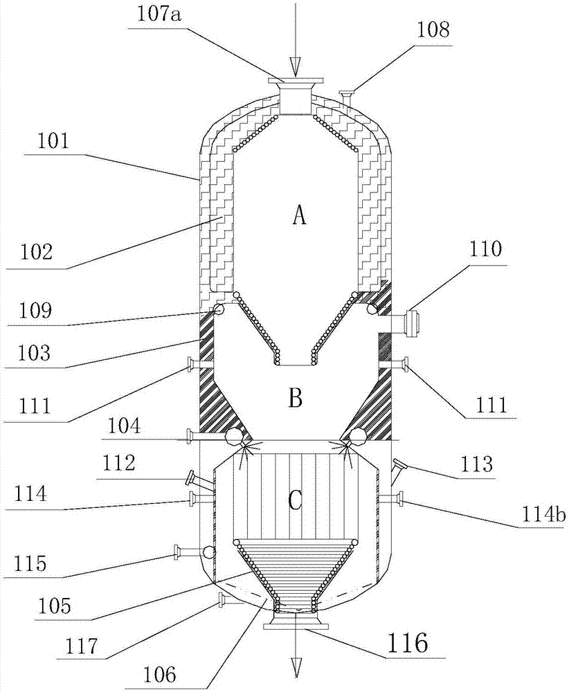 GPG-IV gasification and pyrolysis integrated top-spray reactor and production equipment and technology