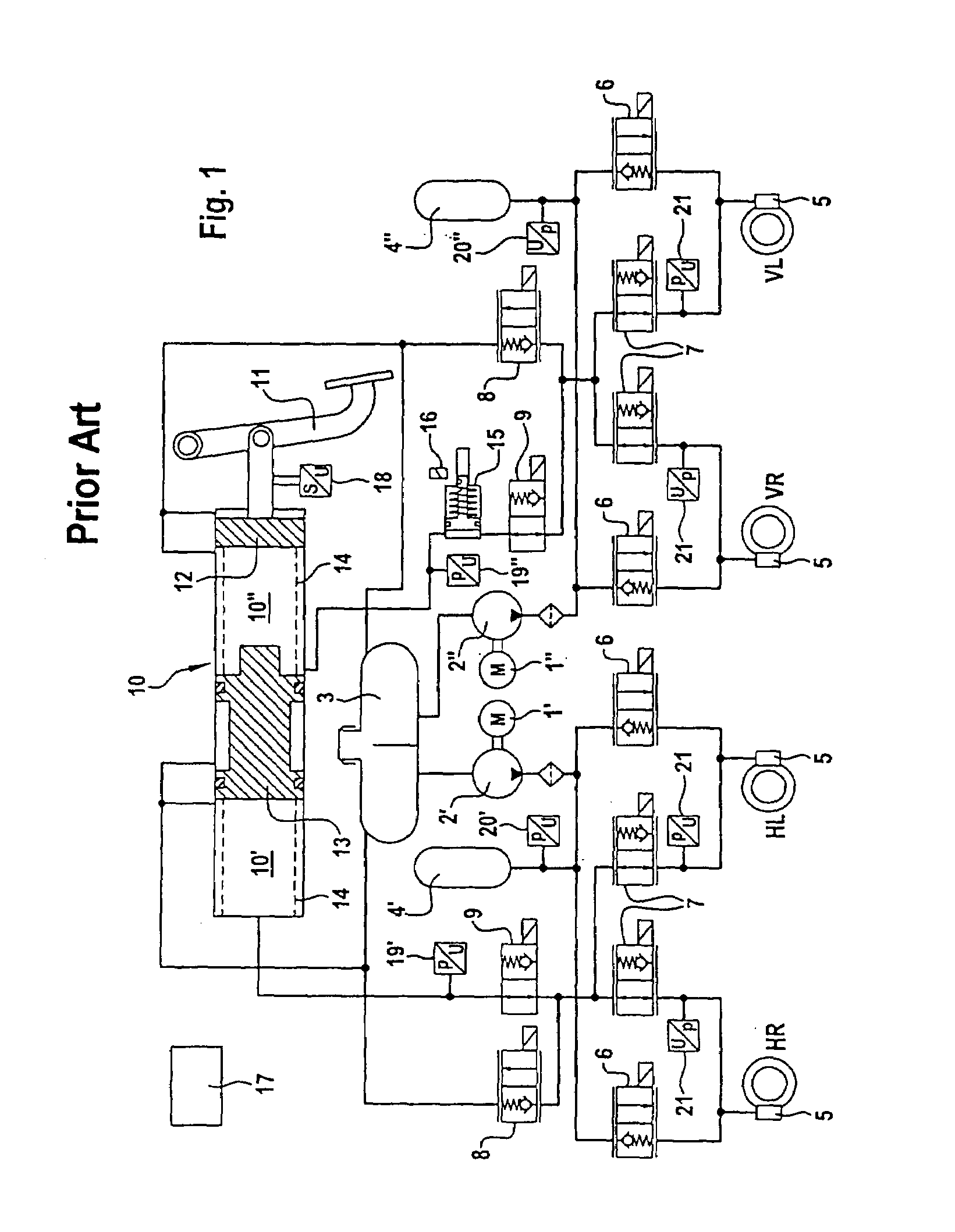 Hydraulic braking system operated by an external force