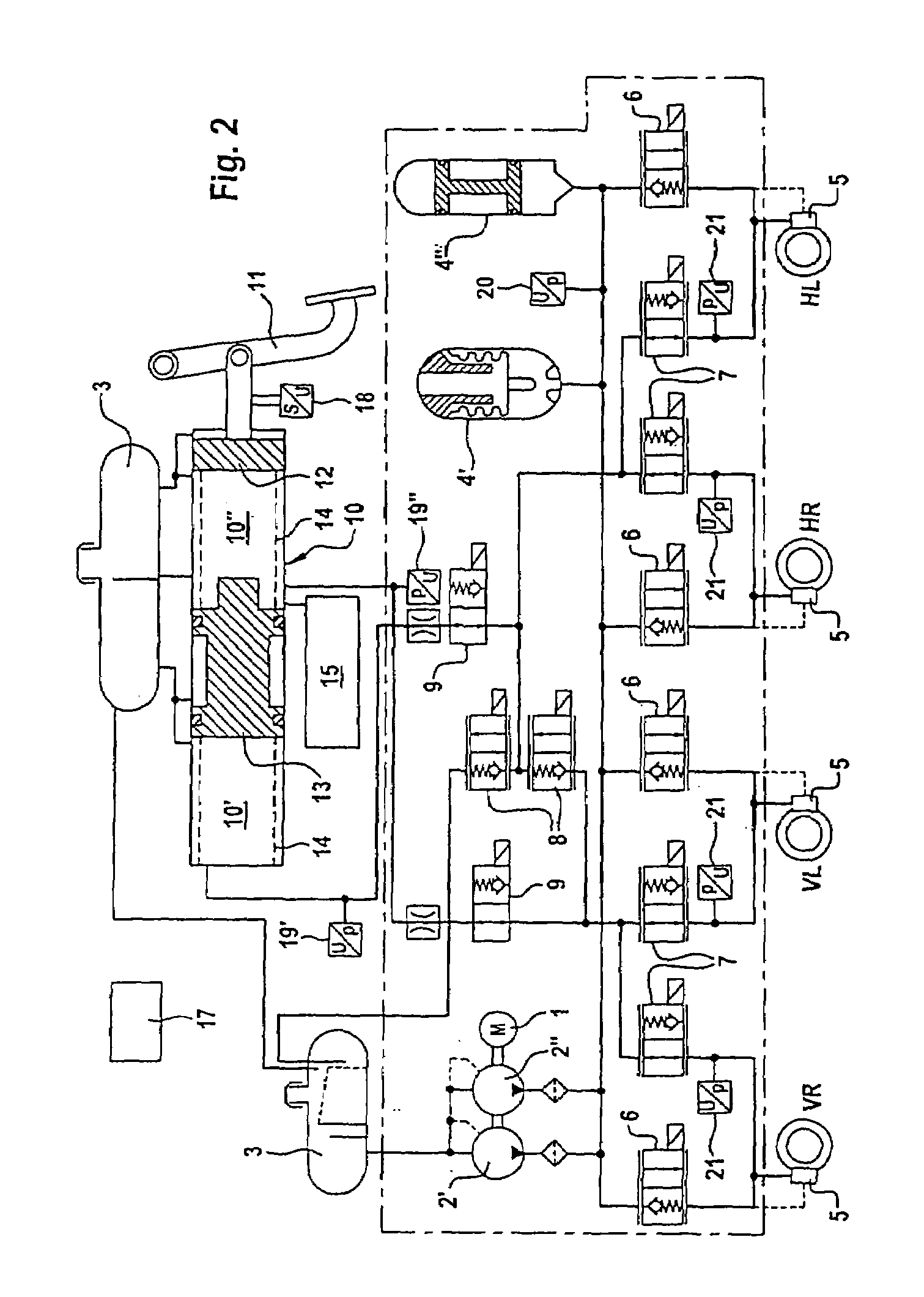 Hydraulic braking system operated by an external force