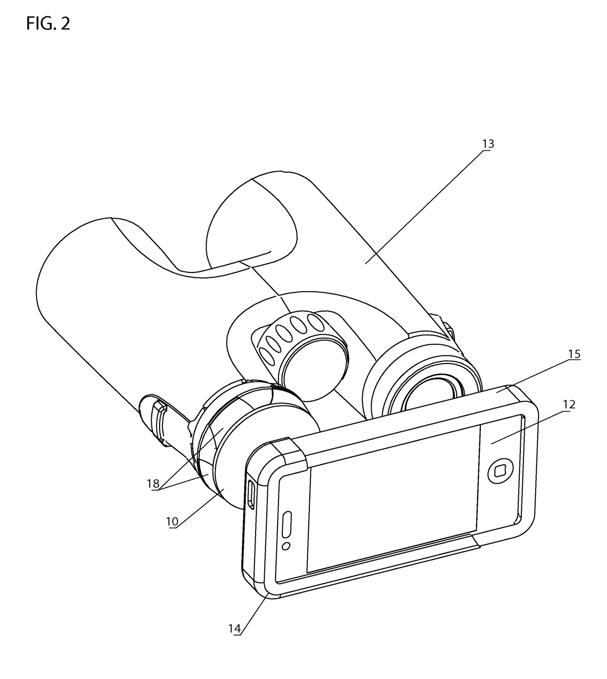 Adaptor for connecting an electronic device having a camera to an optical device