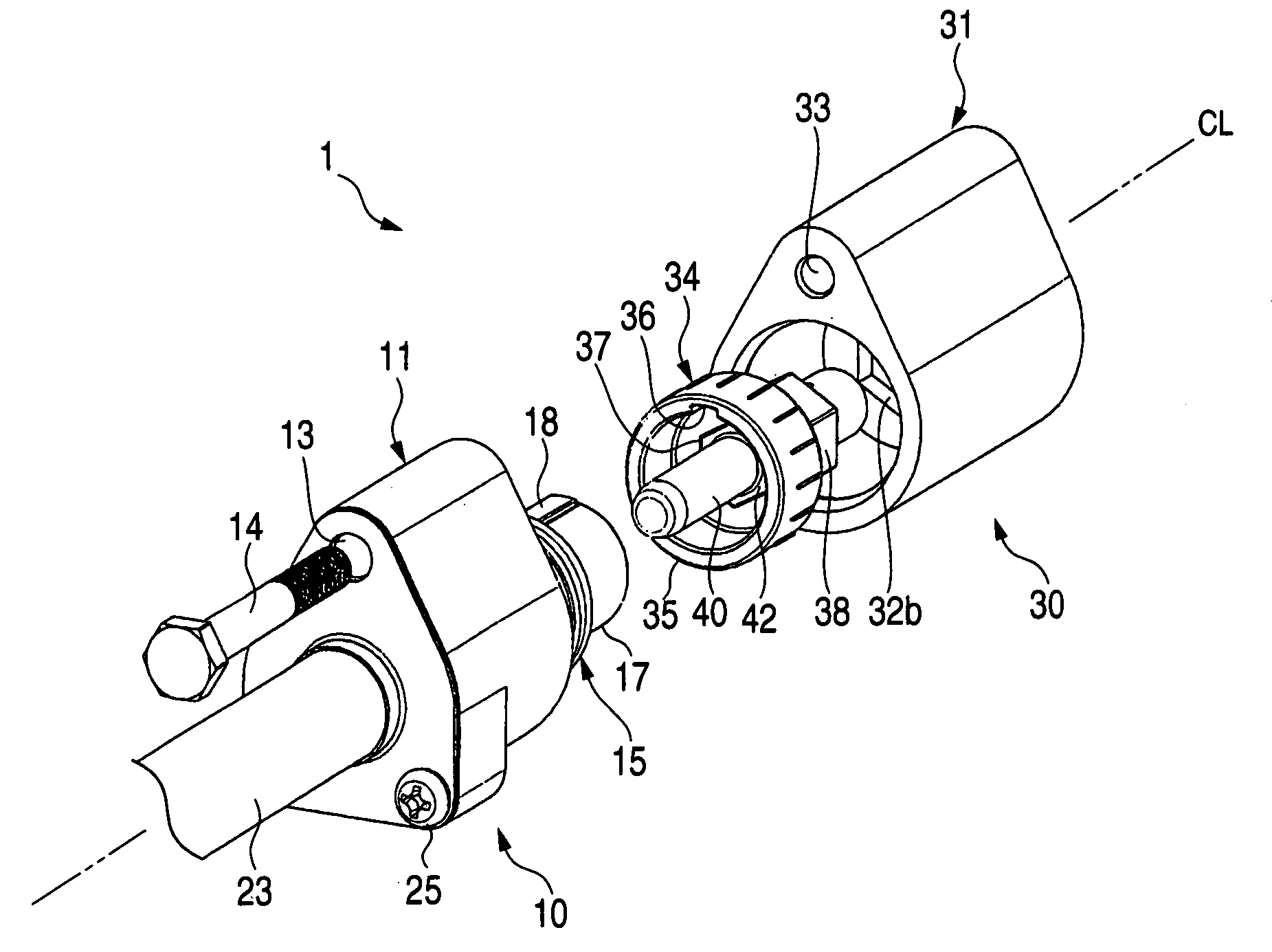 Female-male connector fitting structure