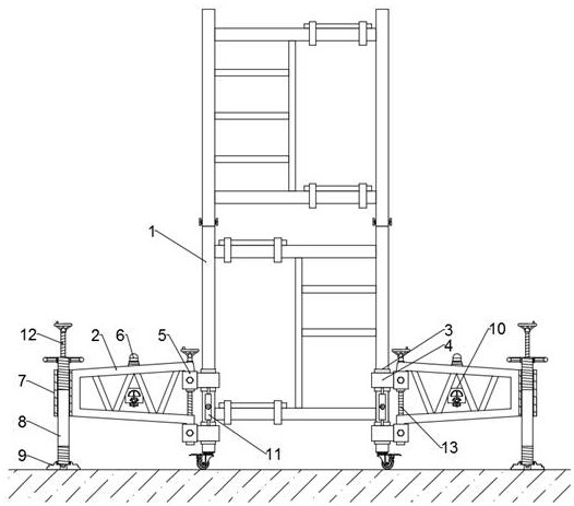 Scaffold deviation detection device for building construction