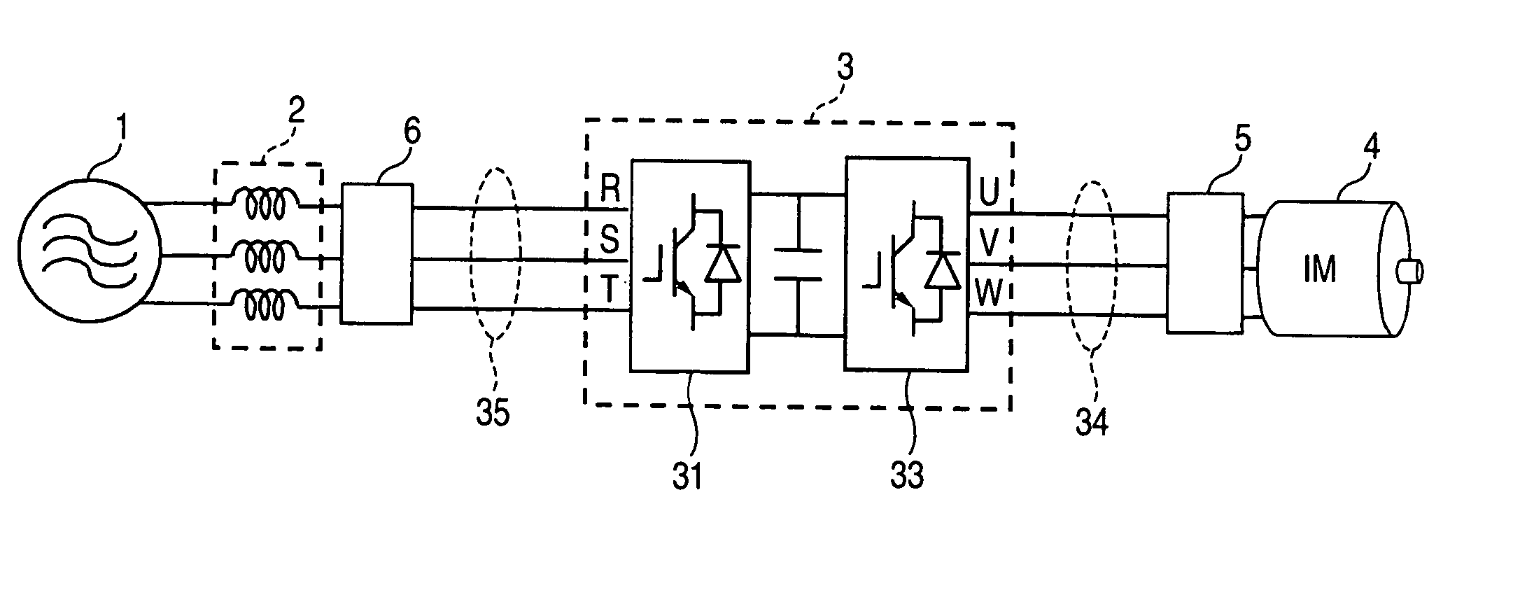 System using power converter, microsurge suppressor and microsurge suppression method