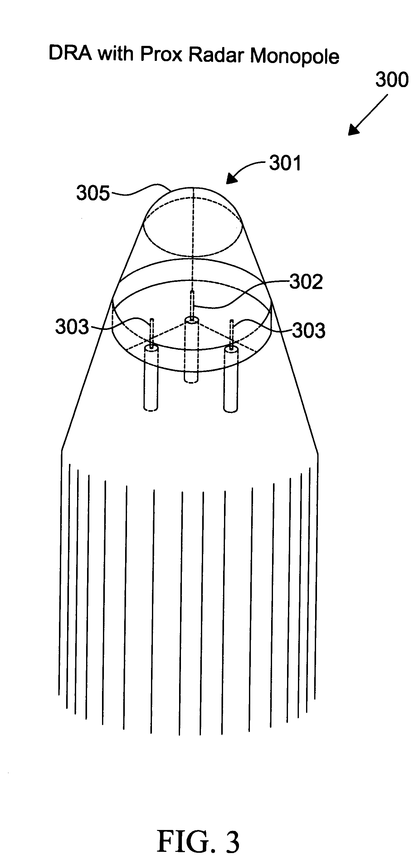 Proximity radar antenna co-located with GPS DRA fuze