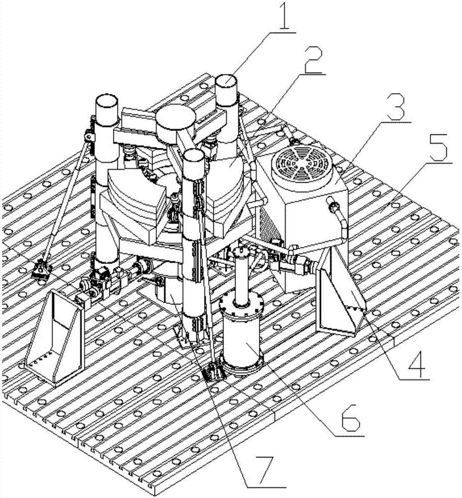 Three-branch six-degrees-of-freedom low-temperature test bed of railway vehicle air spring