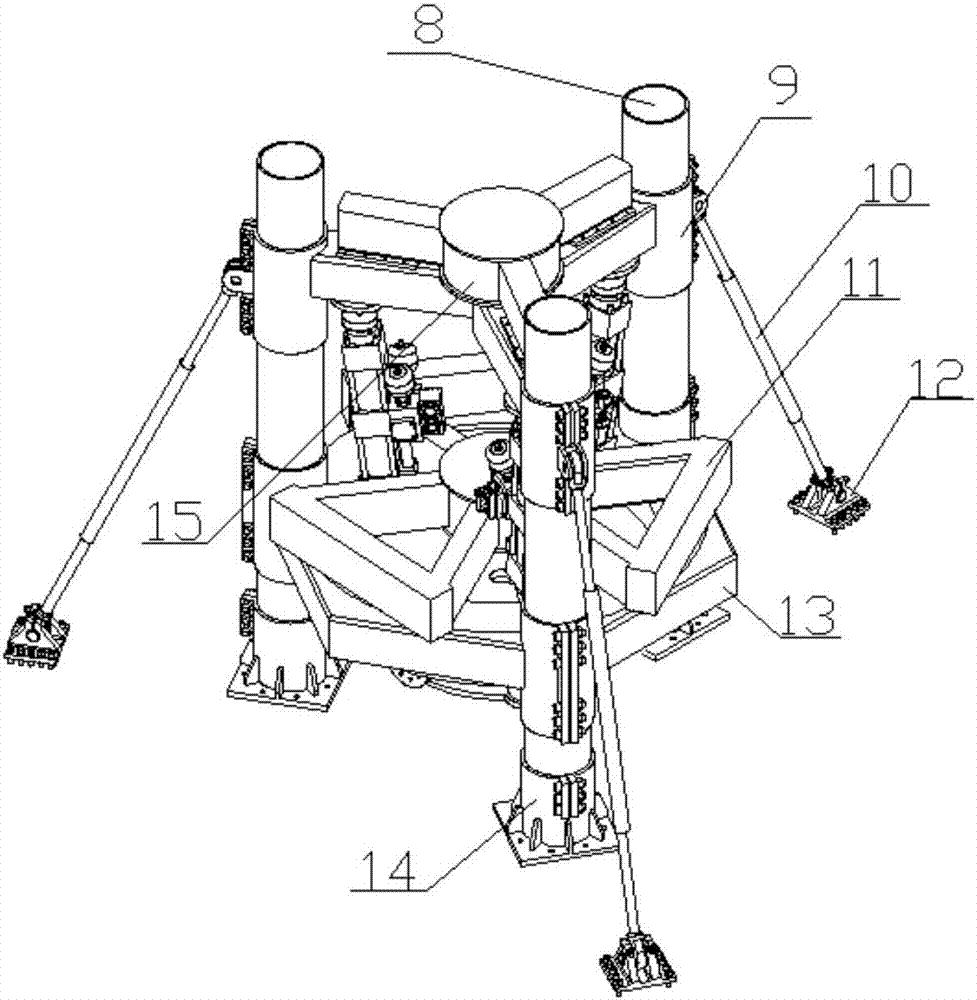 Three-branch six-degrees-of-freedom low-temperature test bed of railway vehicle air spring