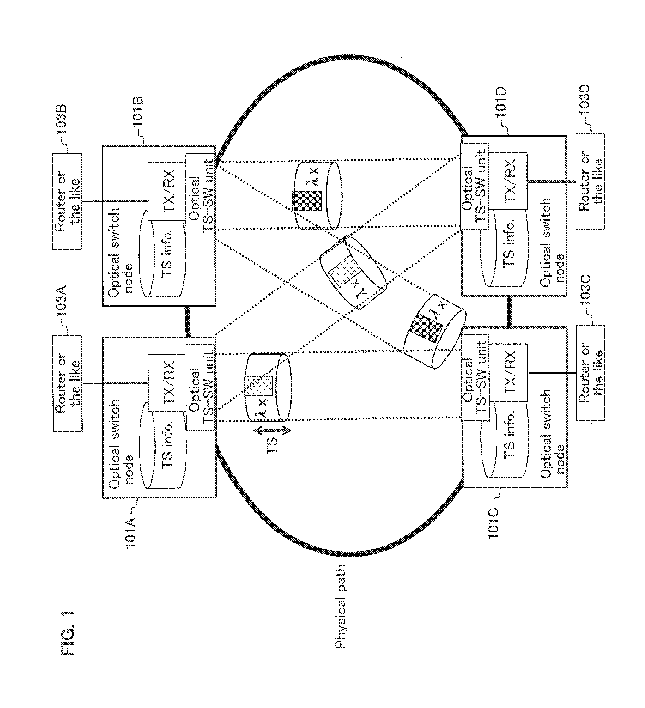 Optical network system, optical switch node, master node, and node