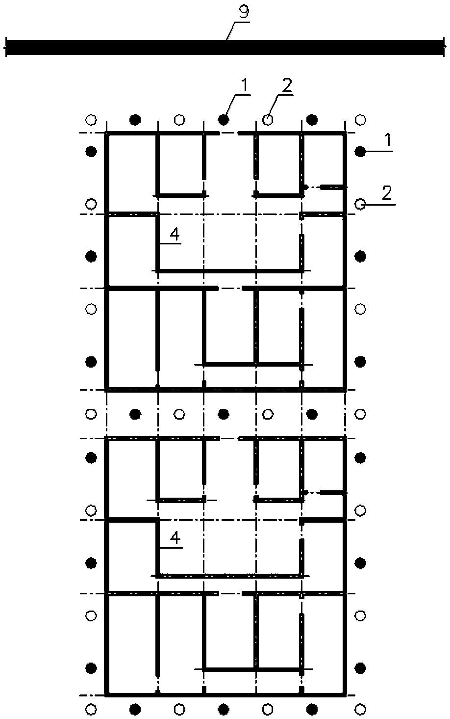 Construction method for extending multi-layer basement under protecting building groups