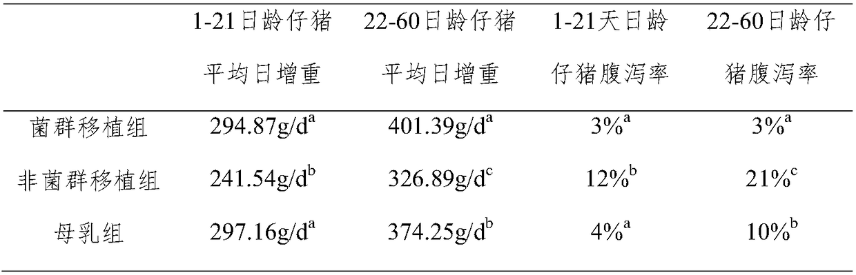 Method for forming normal healthy functional bacterial flora in intestinal tracts of newborn piglets in early period