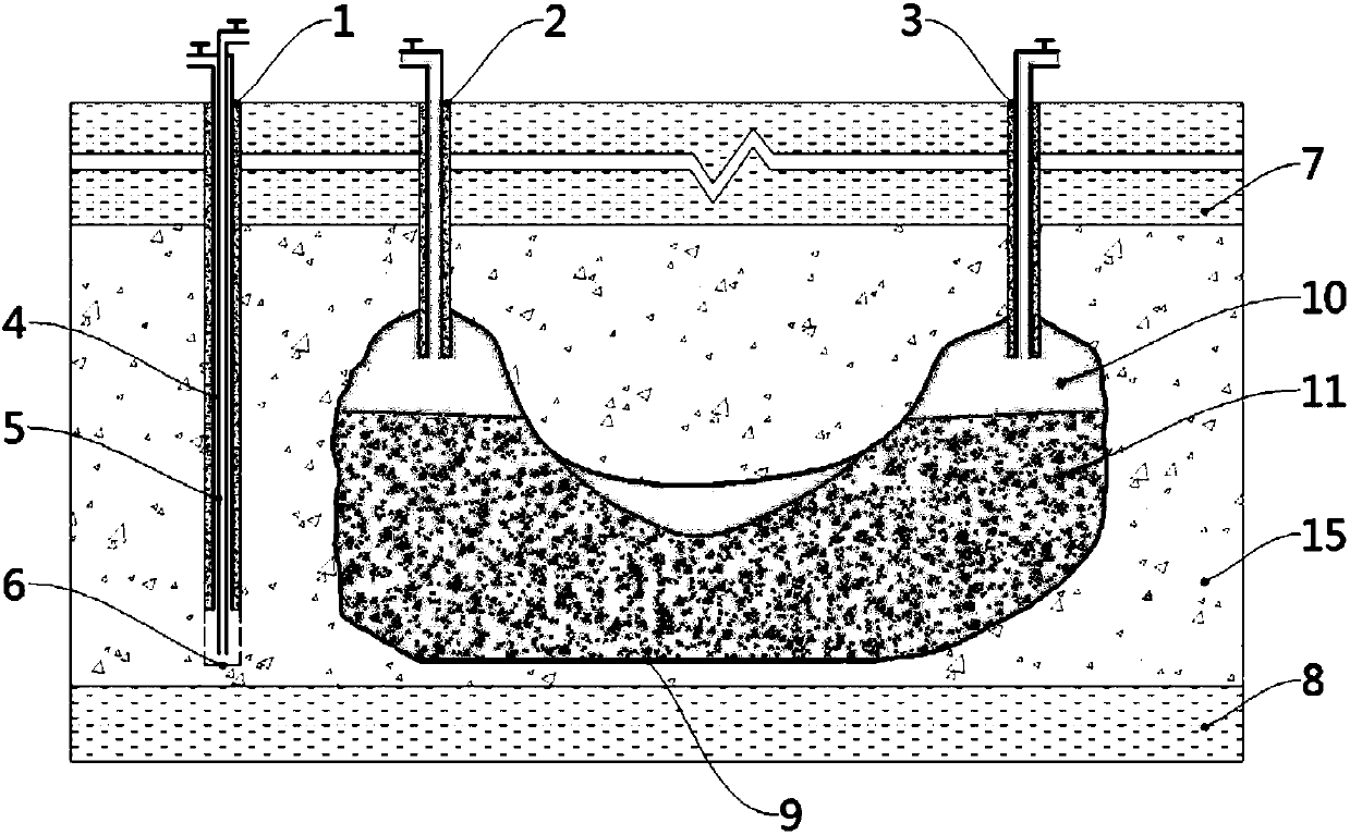 Salt mine old cavity full mining-induced space gas-injection bittern-discharging method