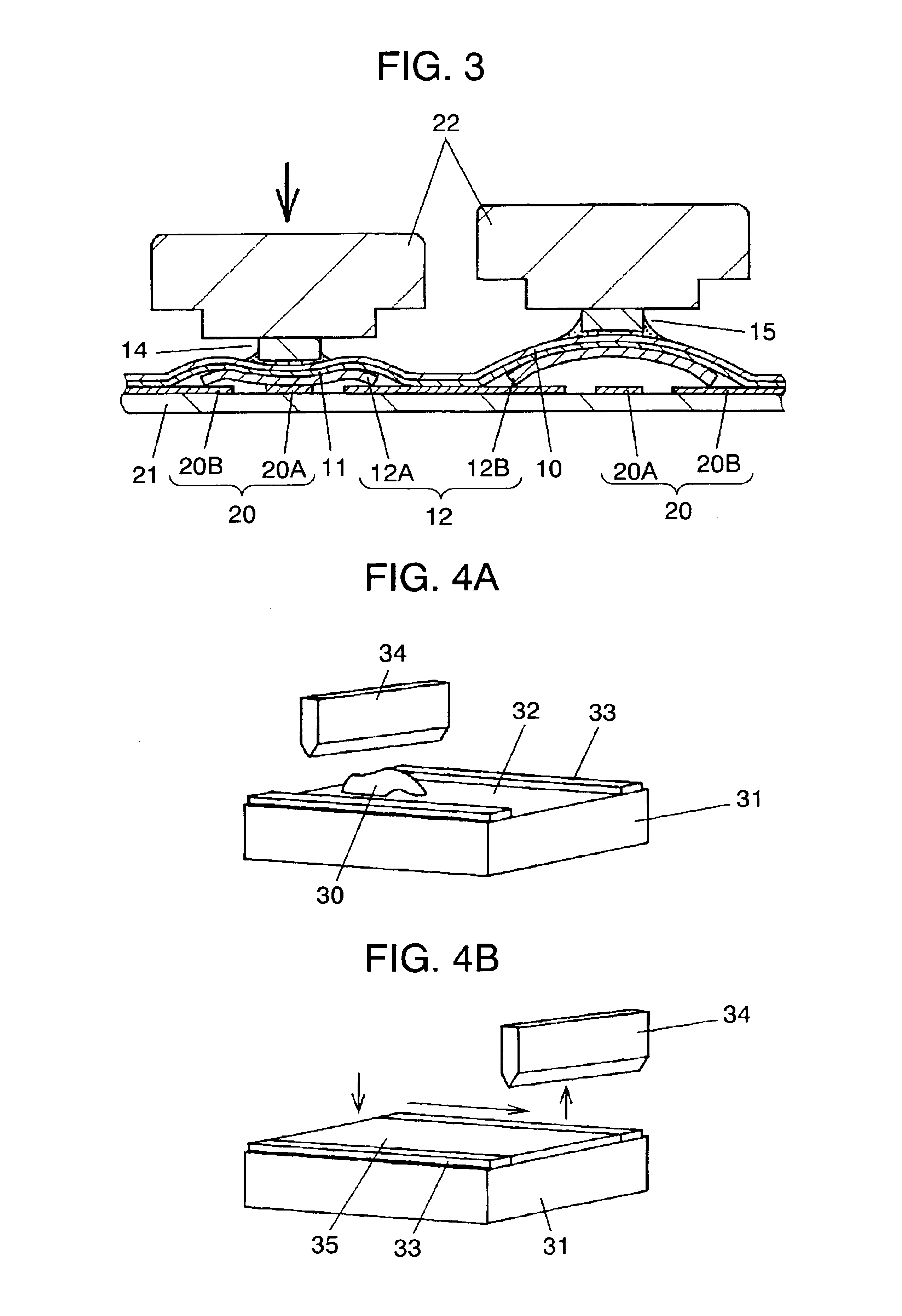 Movable contact unit with operating projections, method of mounting operating projections and operating panel switch using movable contact unit with operating projections