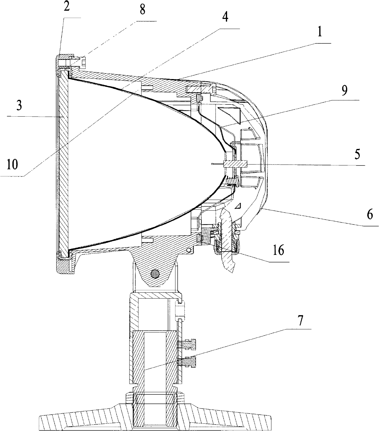 Vertical navigation aid lamp and middle cover