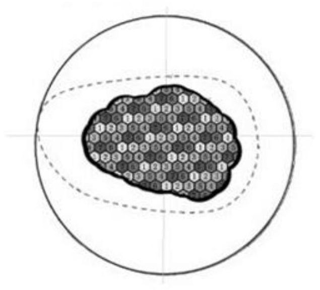 Spectacle lens with different front-view refraction cluster groups in different view fields and manufacturing method thereof