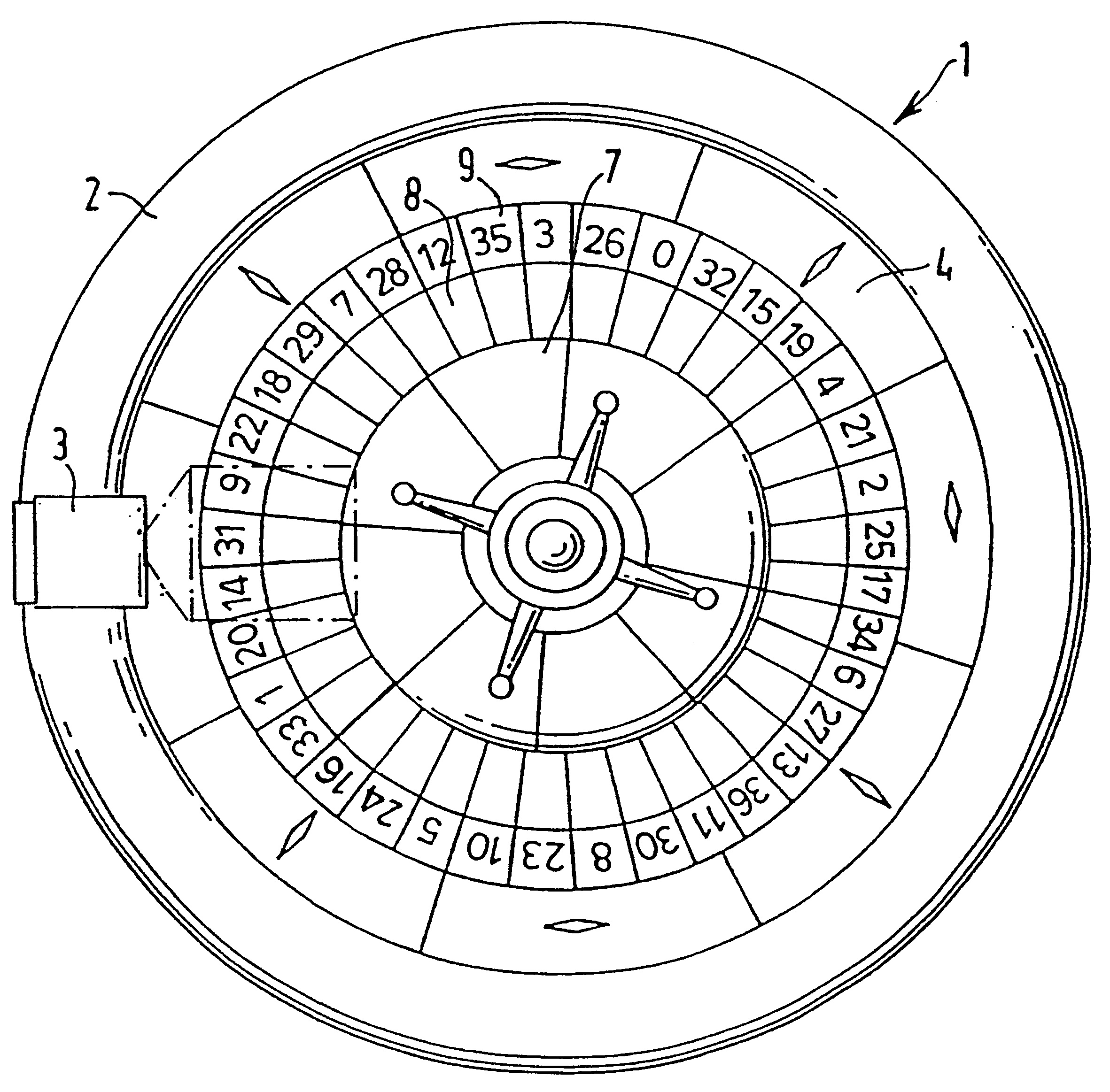 Roulette wheel winning number detection system