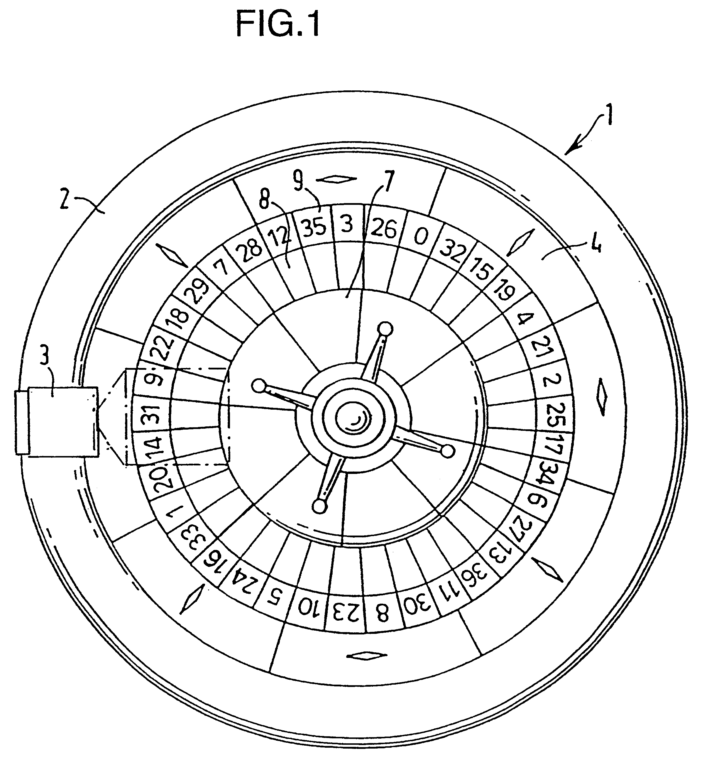 Roulette wheel winning number detection system