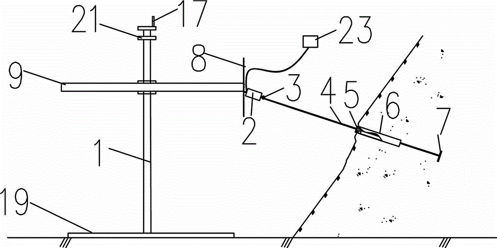 Loading force measuring device for slope model experiment and loading fixing method of loading force measuring device