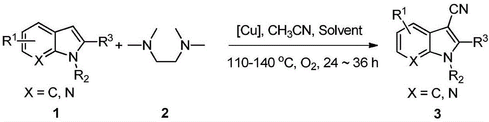 Synthesis method of copper-promoted 3-cyano-substituted-indole compound