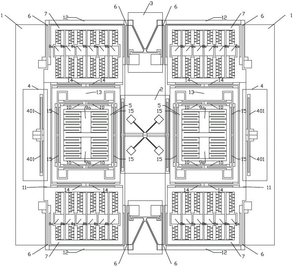 Double-mass-block tuning fork angular rate gyroscope with structure decoupling capacity