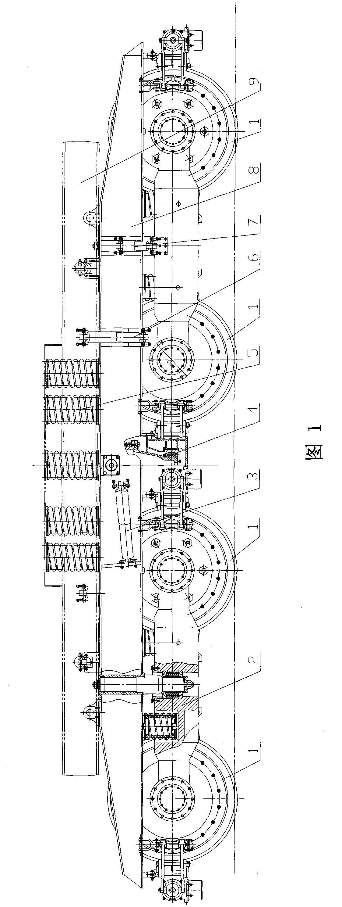 Four-shaft high-speed bogie for motorcycle