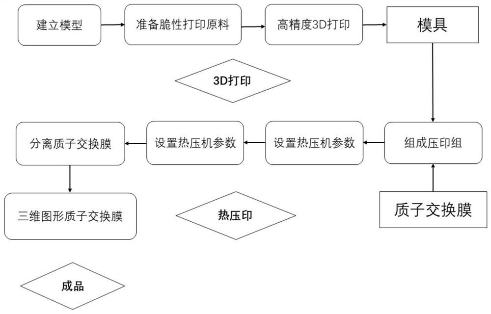 Three-dimensional graphic surface proton exchange membrane for fuel cell as well as preparation method and application of three-dimensional graphic surface proton exchange membrane