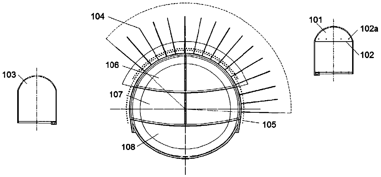 Debris flow formation tunnel excavation construction method and structure