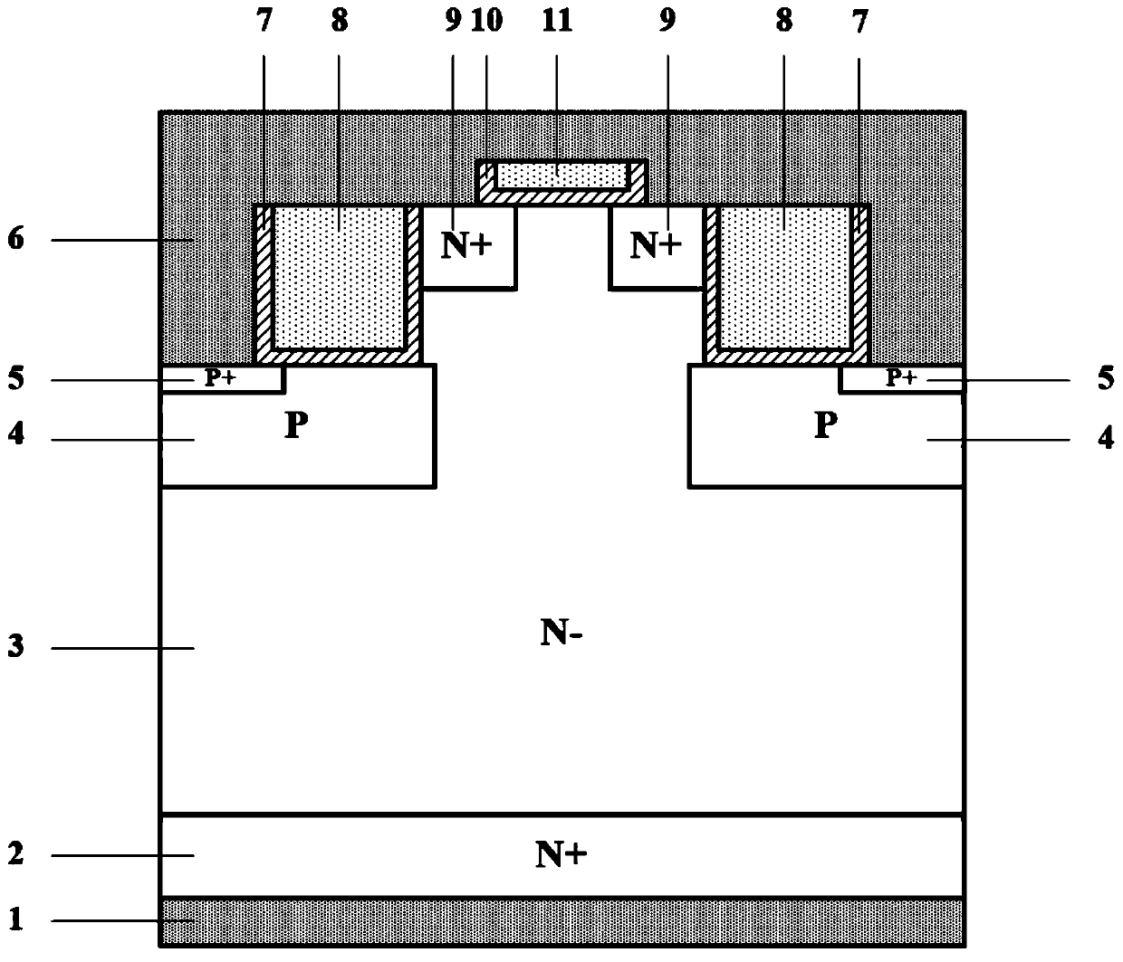 Silicon carbide diode with low turn-on voltage and low on resistance and manufacturing method