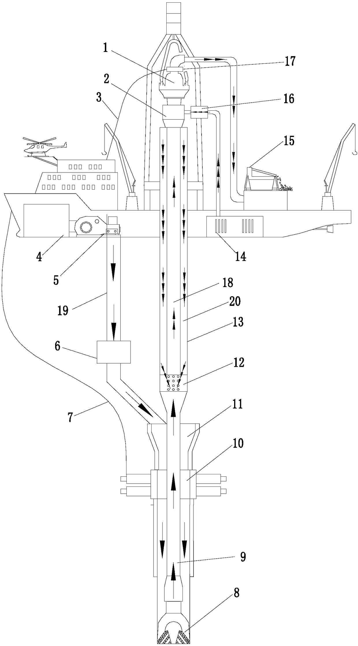 Air-lift reverse circulation drilling system used in deep water without marine riser and method thereof