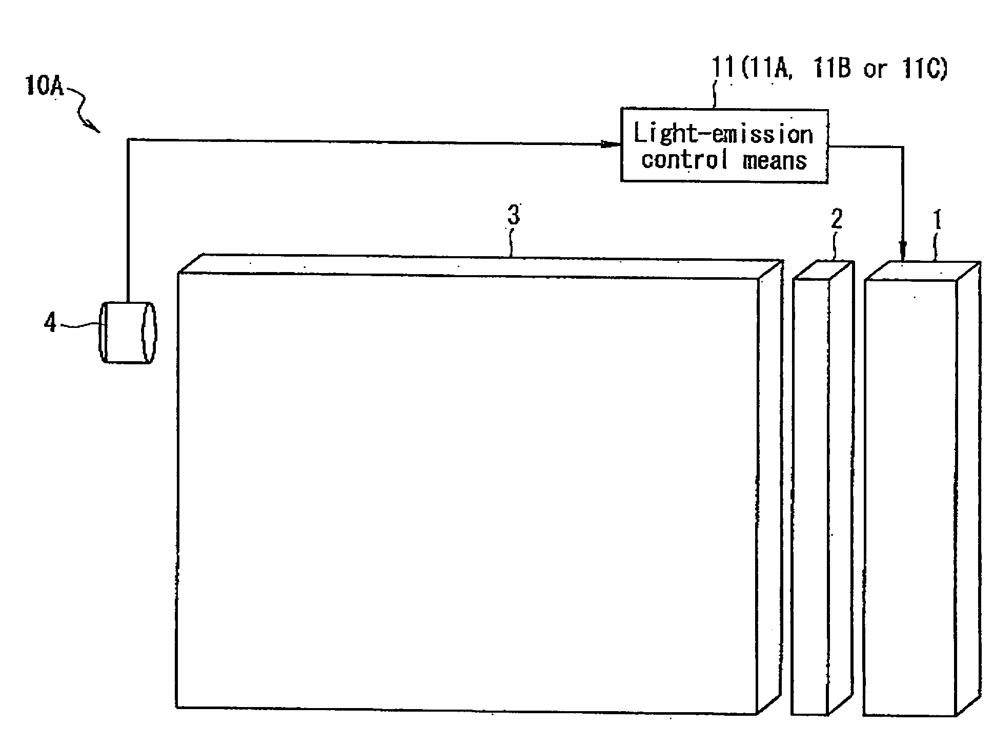 Light emitting device and display unit using the light emitting device and reading device