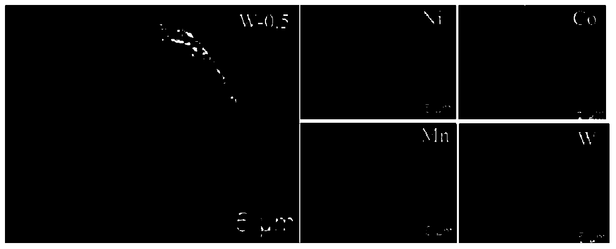 W-doped and modified high-nickel ternary positive electrode material