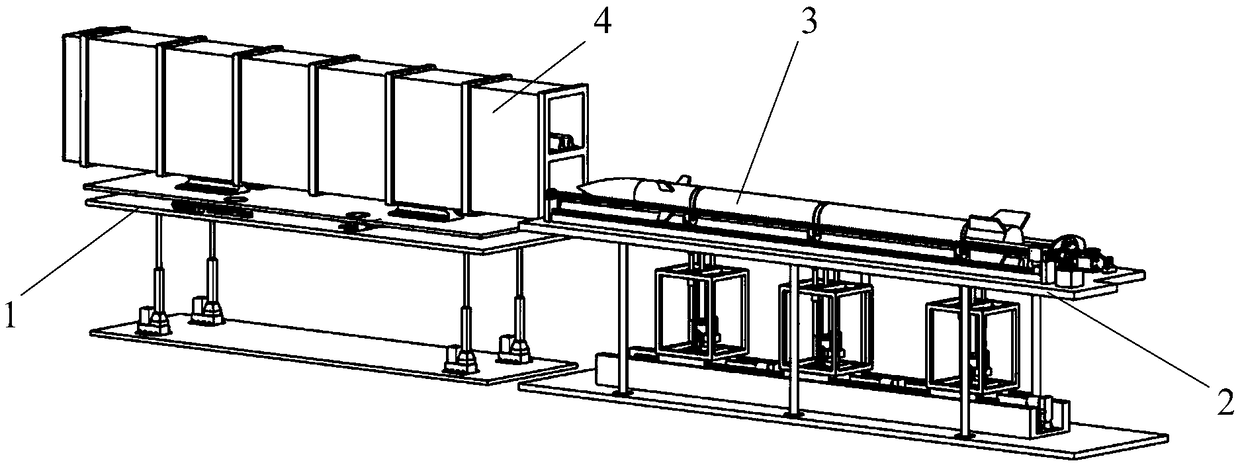 Horizontal filling equipment for missile encasement