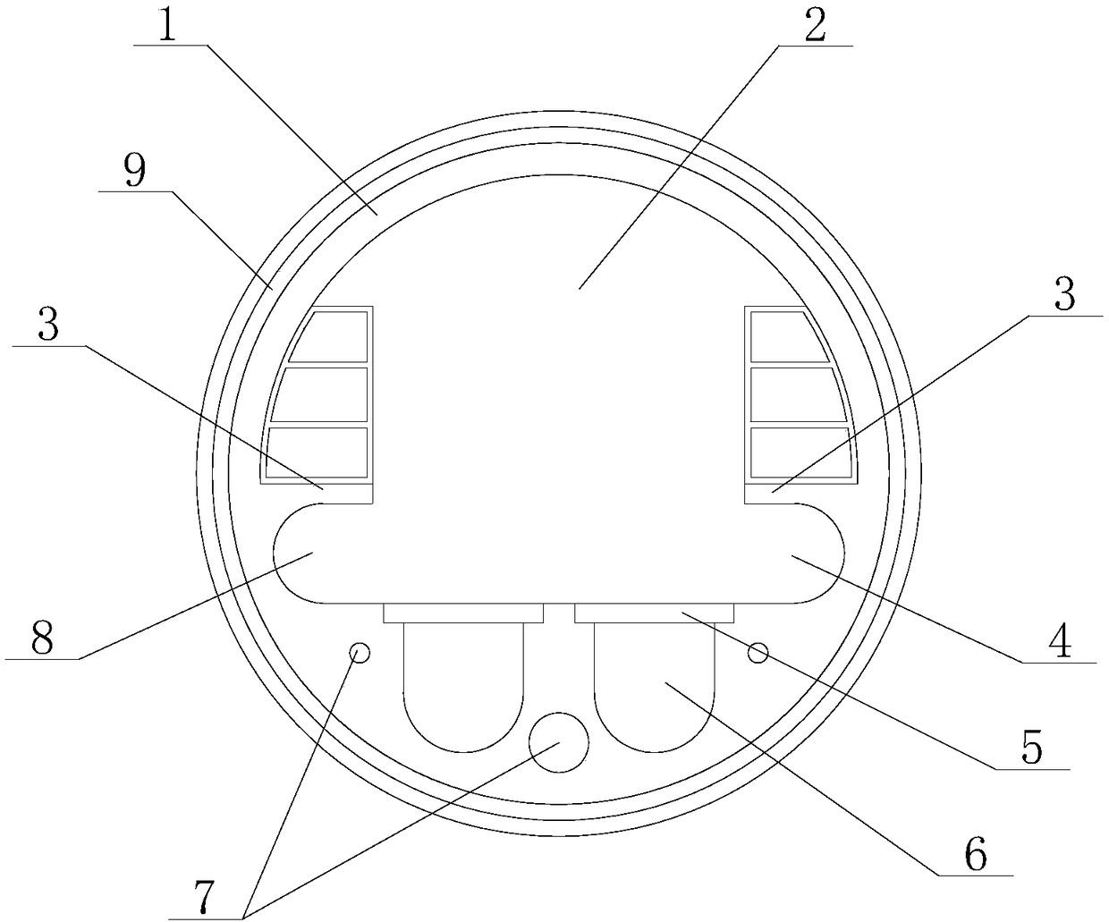 Round-gallery multi-bin type underground comprehensive pipe gallery