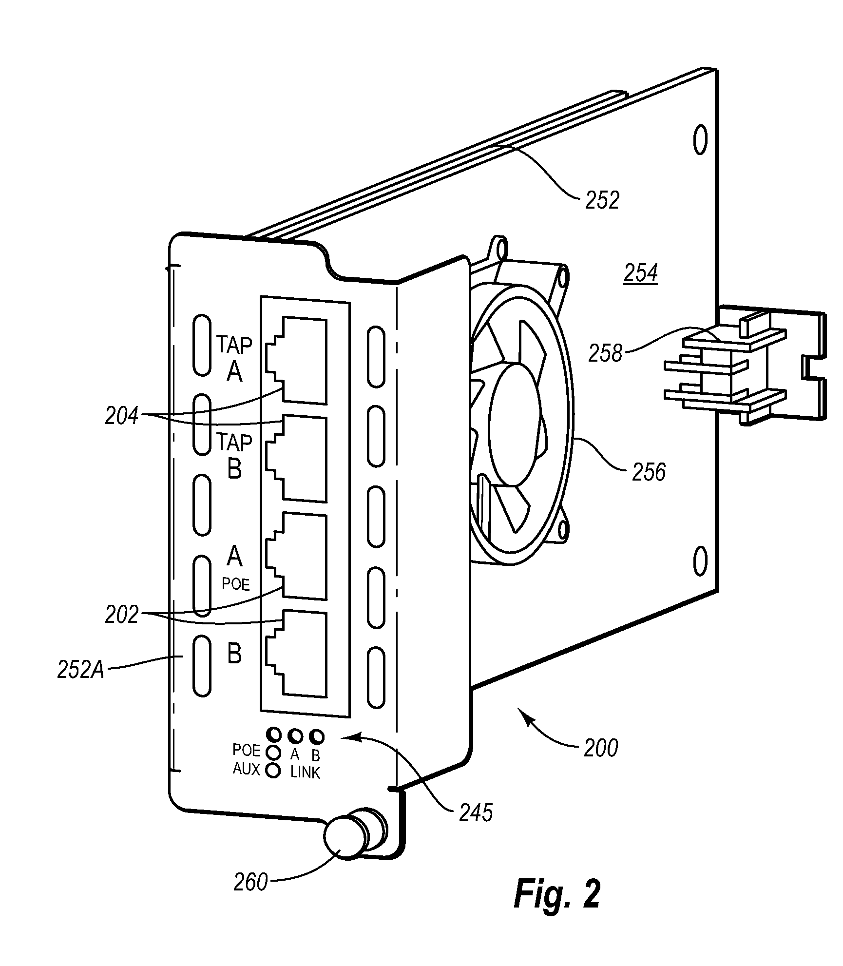 Network tap/aggregator configured for power over ethernet operation