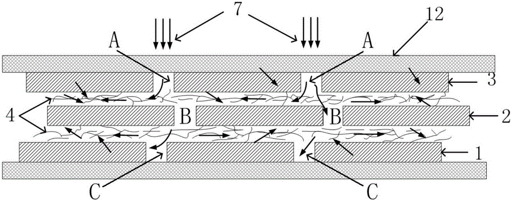 Interlaminar-toughened laminated composite material and preparation method thereof