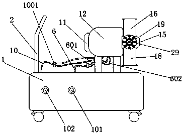 An integrated device for partial cleaning, spraying and drying of automobiles