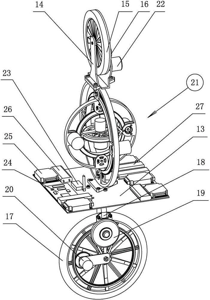 Gyroscopic wheelbarrow robot system capable of realizing self-balancing