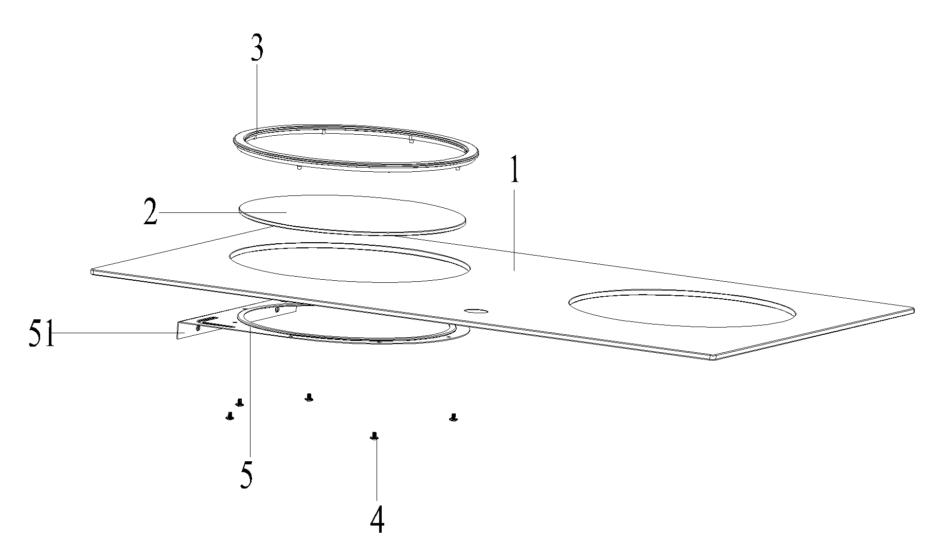 A connection structure of an electromagnetic cooktop