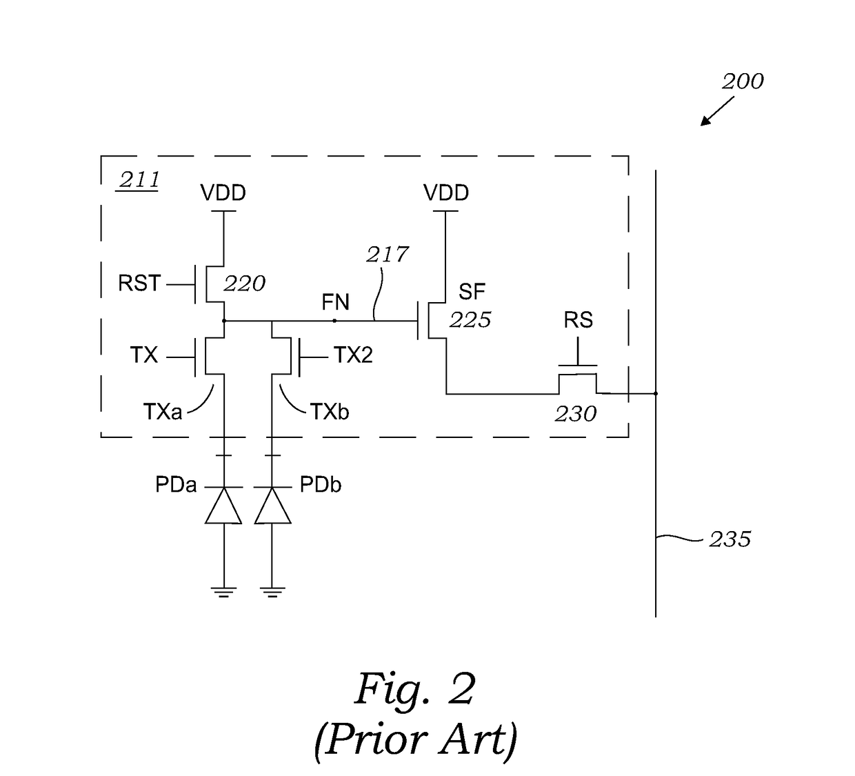 Four shared pixel with phase detection and full array readout modes