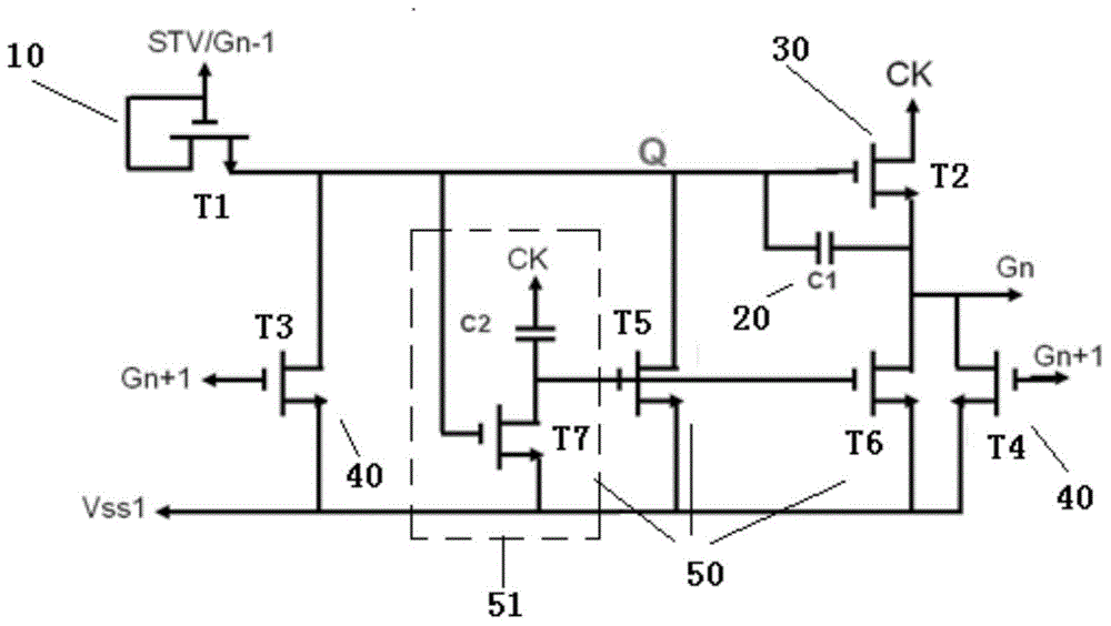 Grid drive circuit and array substrate and display panel thereof