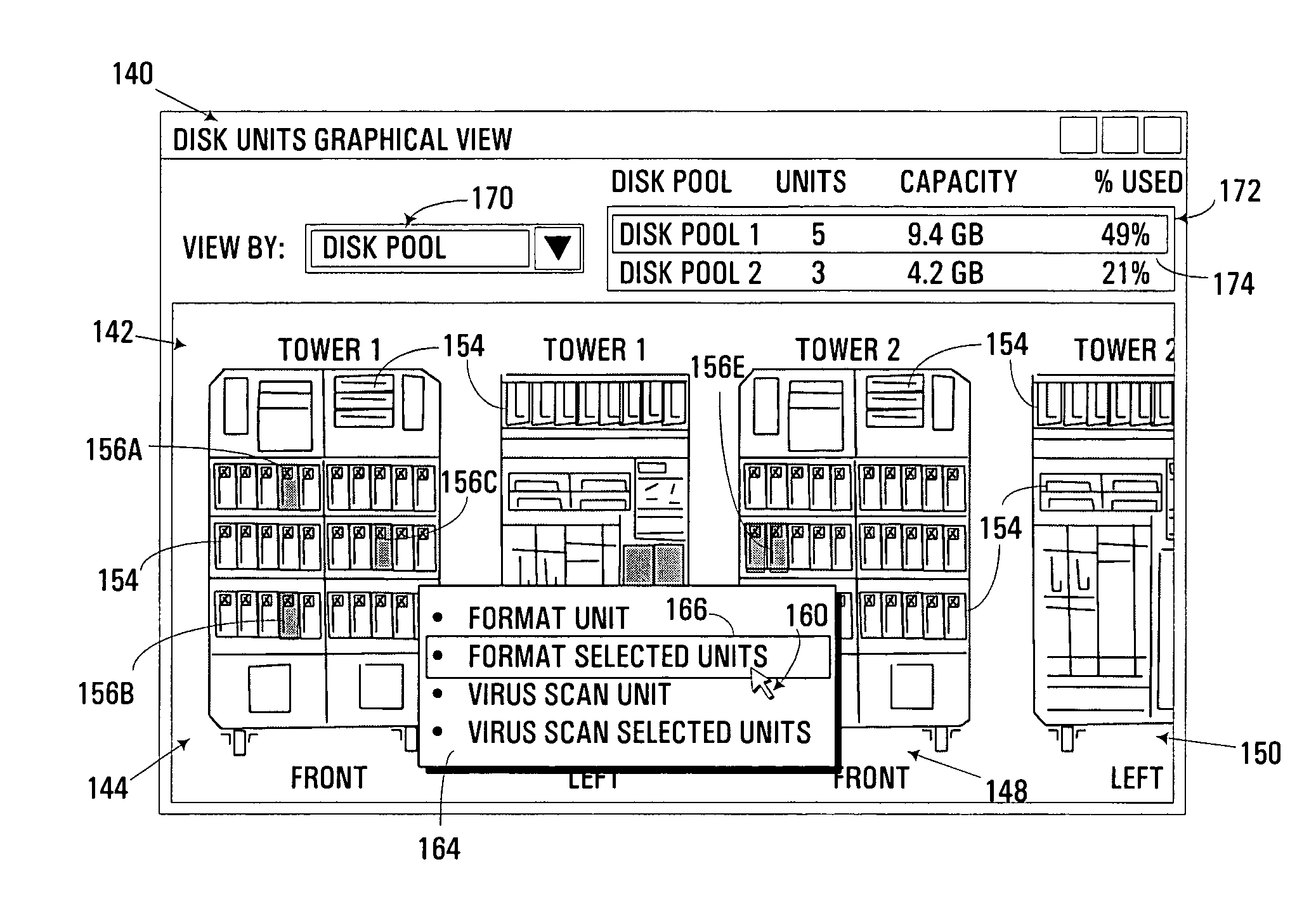 Pictorial-based user interface management of computer hardware components