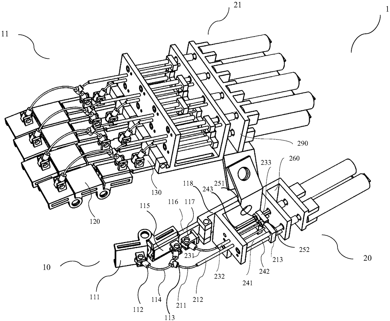 Hand exoskeleton device on basis of pre-bending elastic wire tube drive