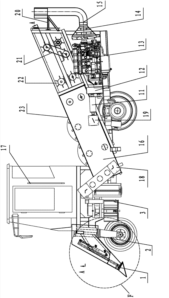 Combined sugarcane harvester